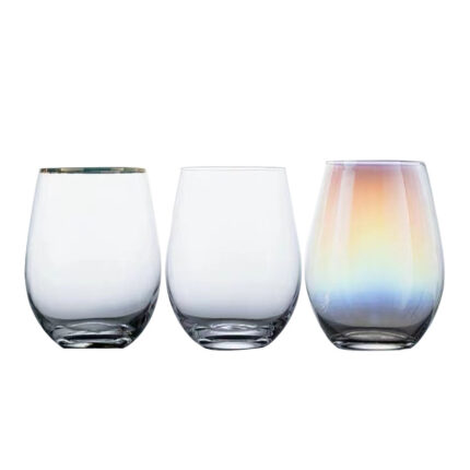 High Grade Lead Free Crystal  Wedding Stemless  Wine Glass with Colorful Painted