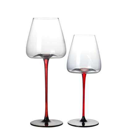 High Grade Lead Free Crystal  Wedding Red Wine Glass with red stem black bottom