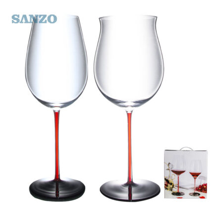 Sanzo Red Handle large capacity gift packaging Crystal Glass Red Wine Glasses